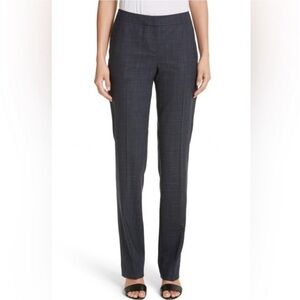 Lafayette 148 New York Barrow Navy Blue Plaid Wool Trouser Pants Women’s Size 14